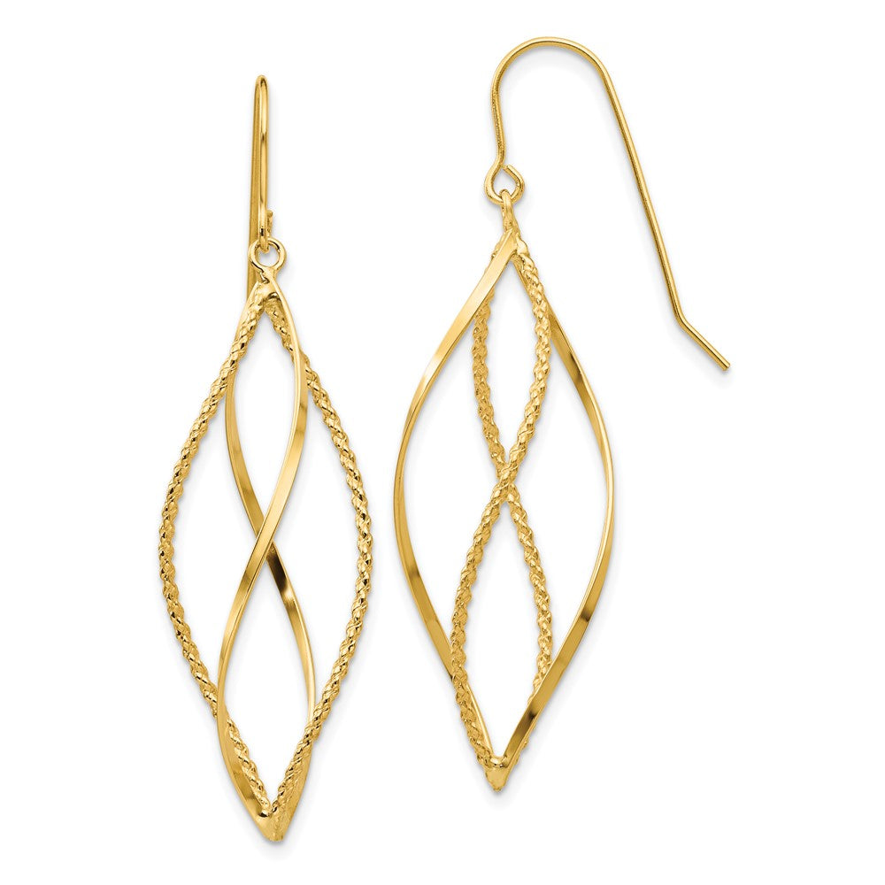 Polished;3-D;14k Yellow gold;Shepherd hook;Textured;Dangle
