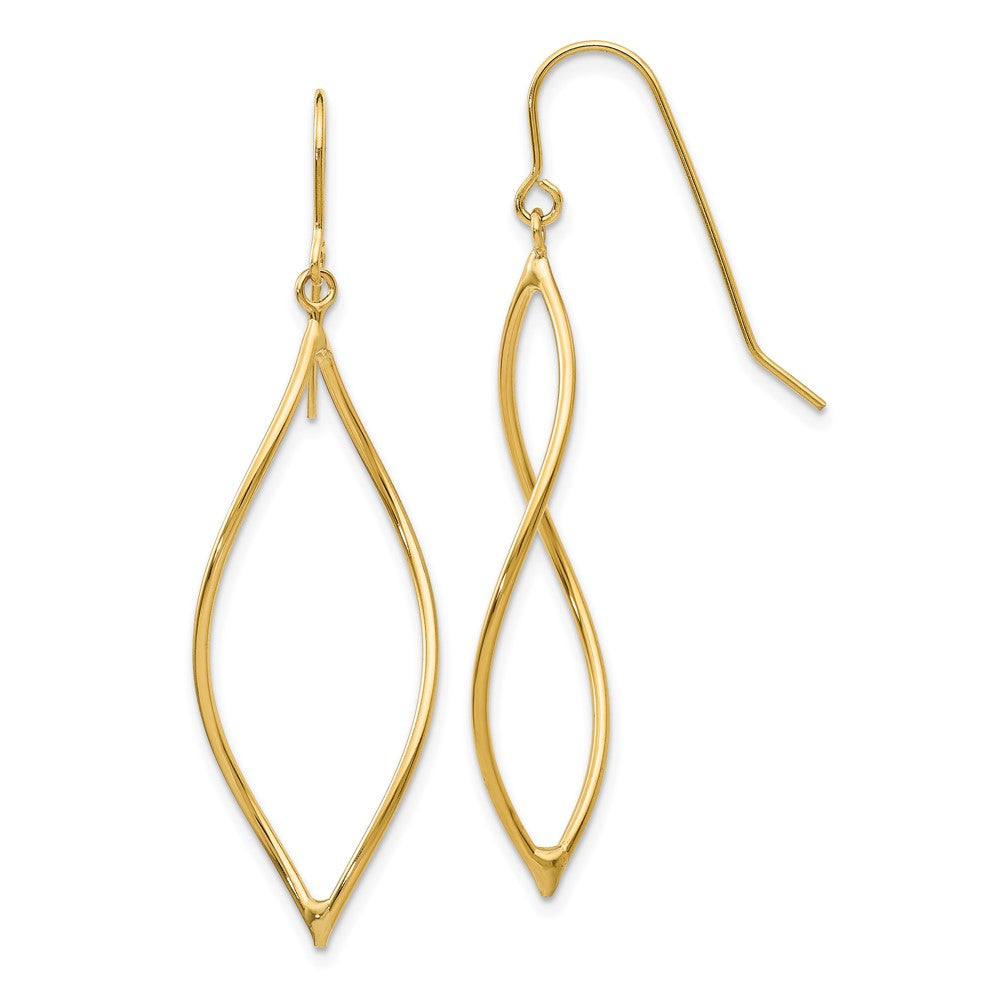 Polished;3-D;14k Yellow gold;Shepherd hook;Dangle