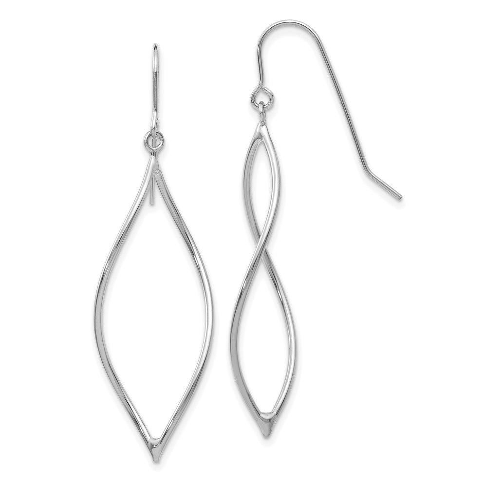 Polished;3-D;14K White gold;Shepherd hook;Dangle