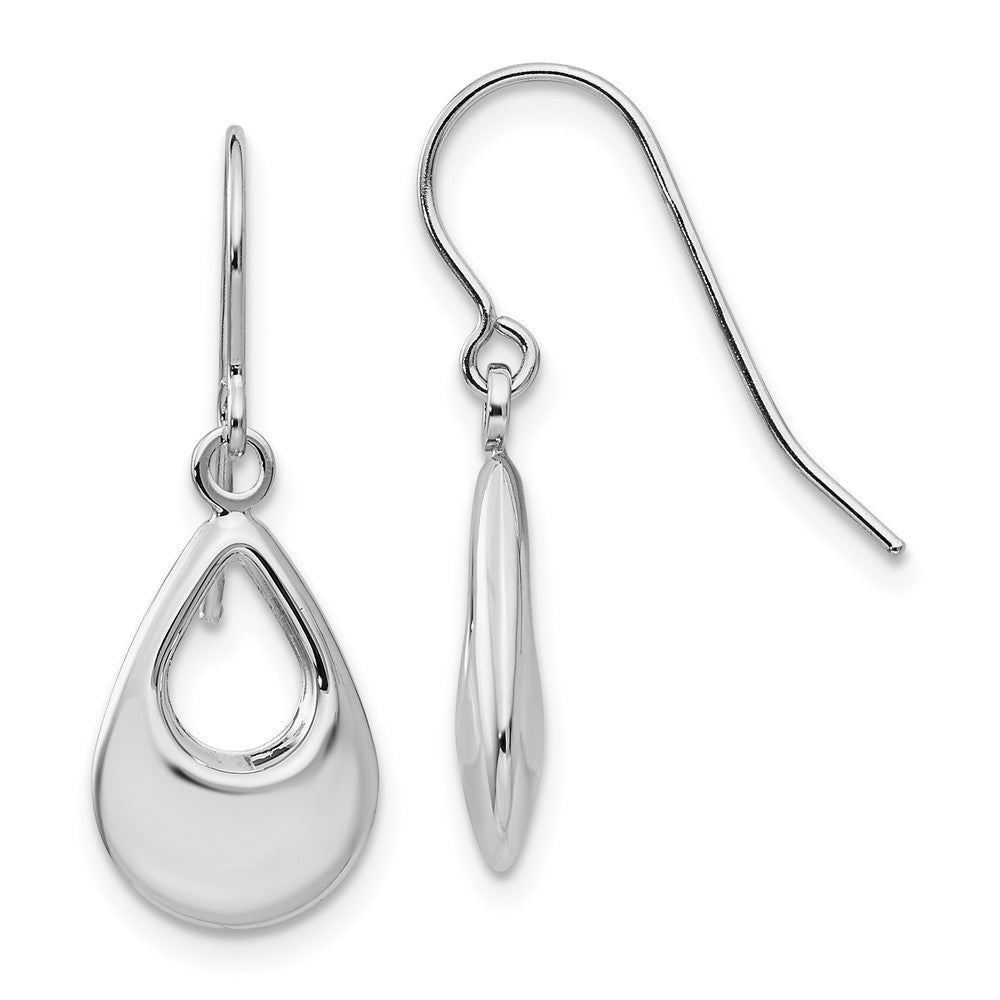 Polished;14K White gold;Hollow;Shepherd hook;Dangle