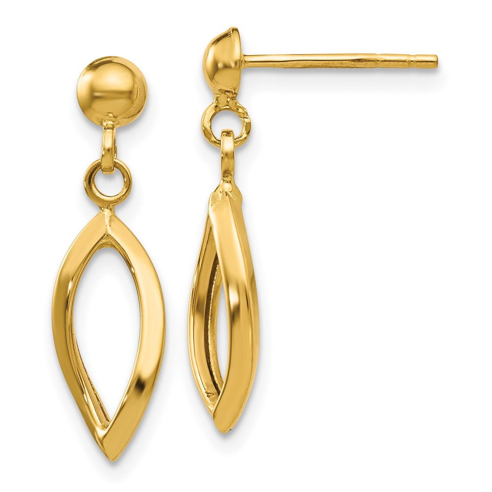 Polished;14k Yellow gold;Post;Dangle