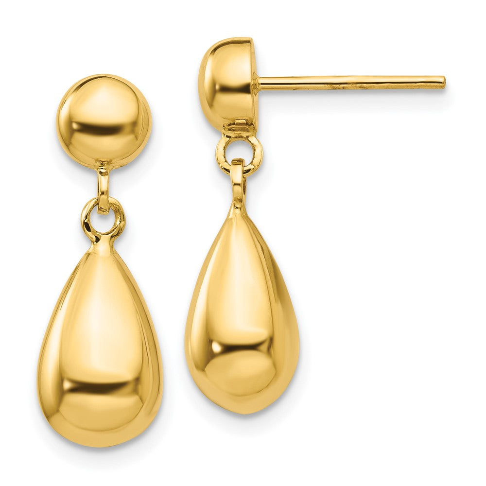Polished;14k Yellow gold;Hollow;Post;Dangle