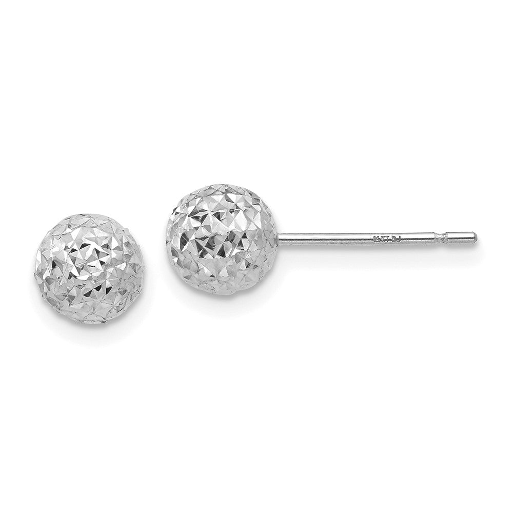 Polished;14K White gold;Post;Diamond Cut