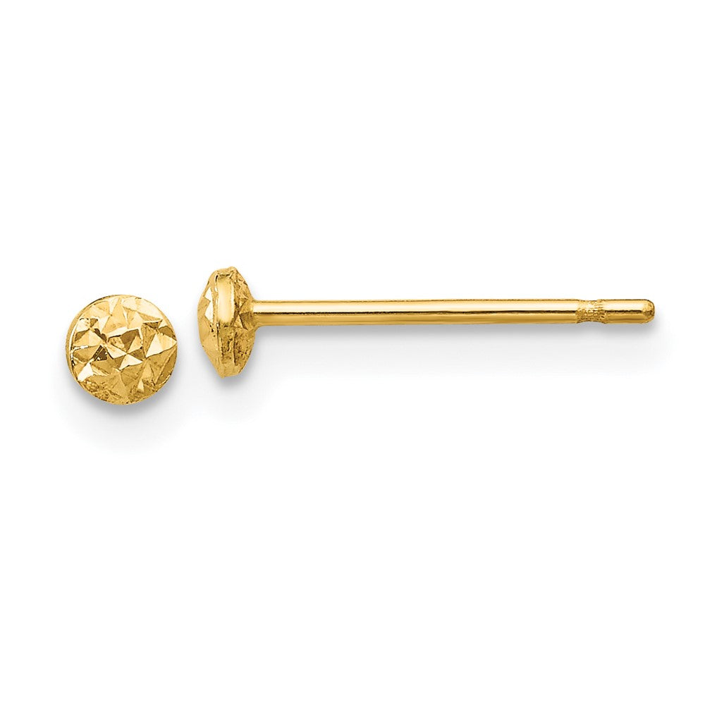 Polished;14k Yellow gold;Post;Diamond Cut