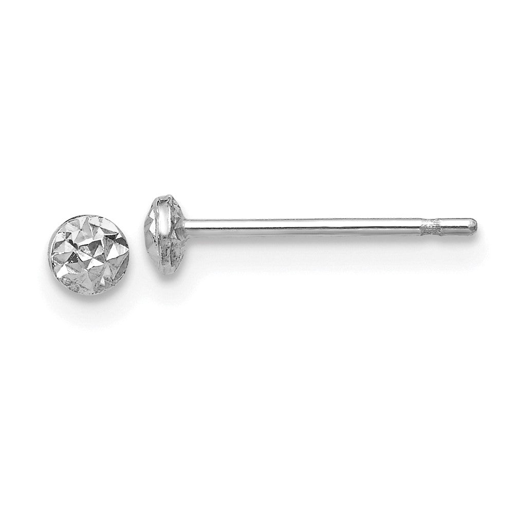 Polished;14K White gold;Post;Diamond Cut