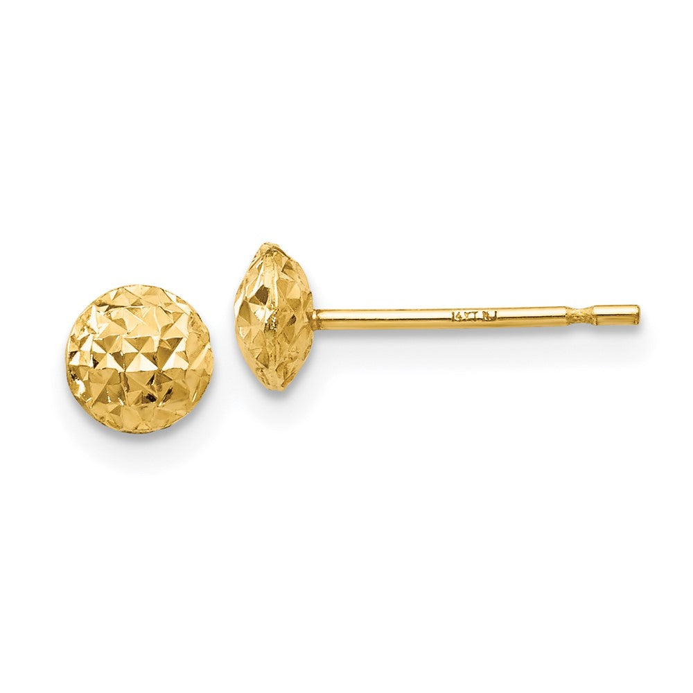 Polished;14k Yellow gold;Post;Diamond Cut