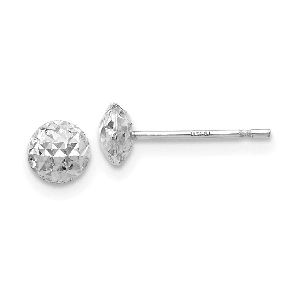 Diamond-cut;Polished;14K White gold;Post