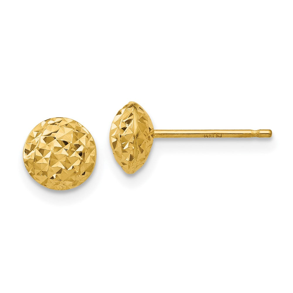 Polished;14k Yellow gold;Post;Diamond Cut