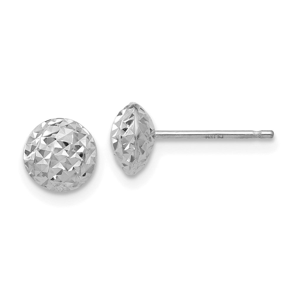 Polished;14K White gold;Post;Diamond Cut
