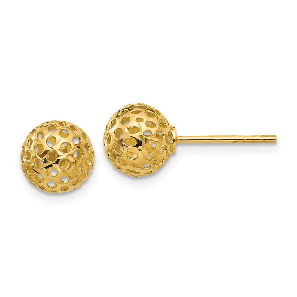 Polished;3-D;14k Yellow gold;Post;Diamond Cut
