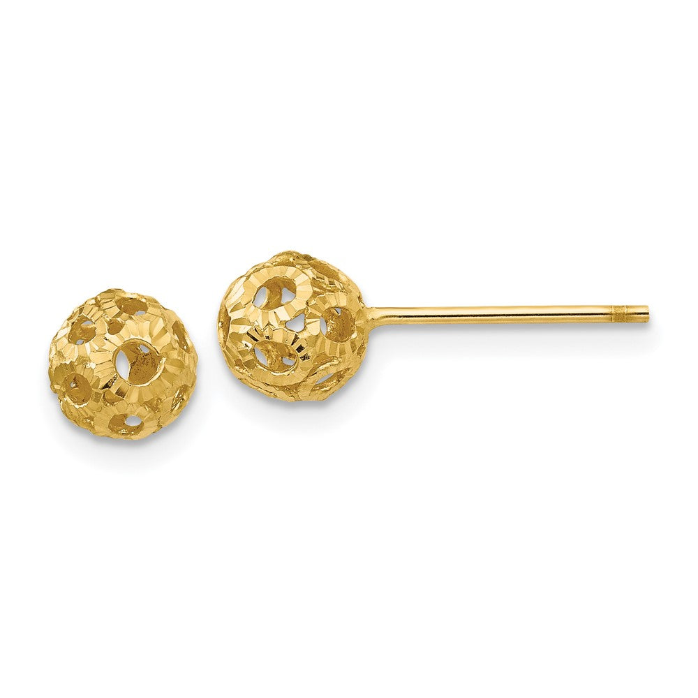 Polished;14k Yellow gold;Post;Diamond Cut