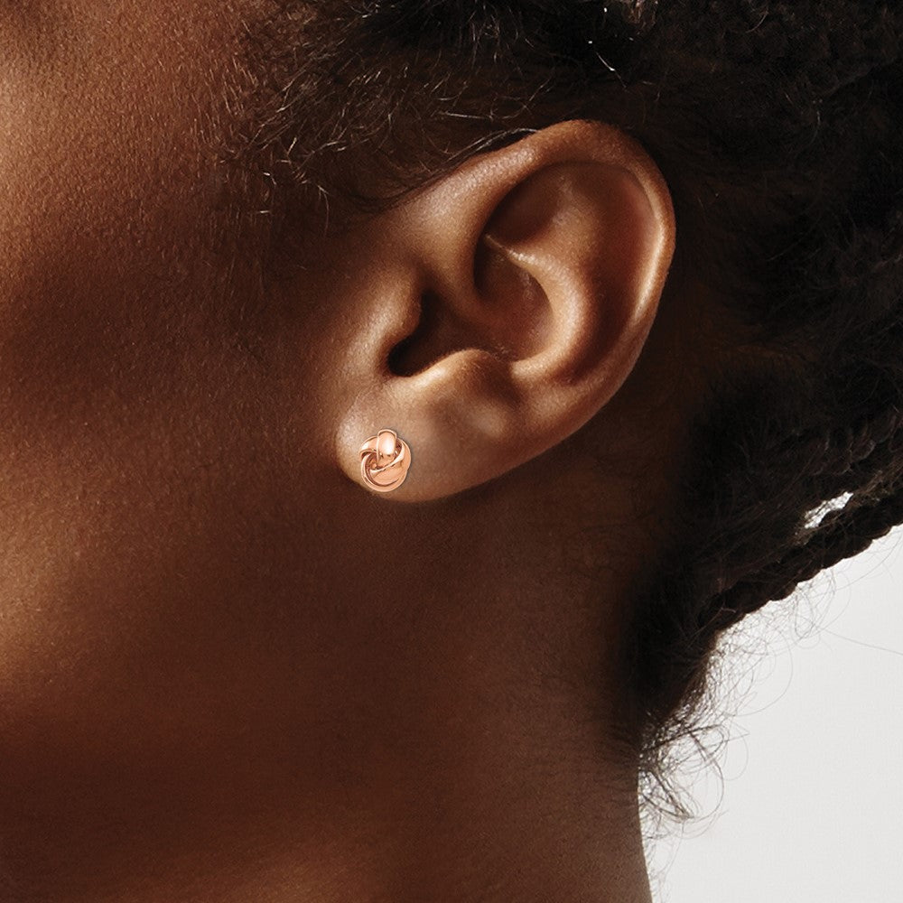 14k Rose Gold Polished Love Knot Post Earrings