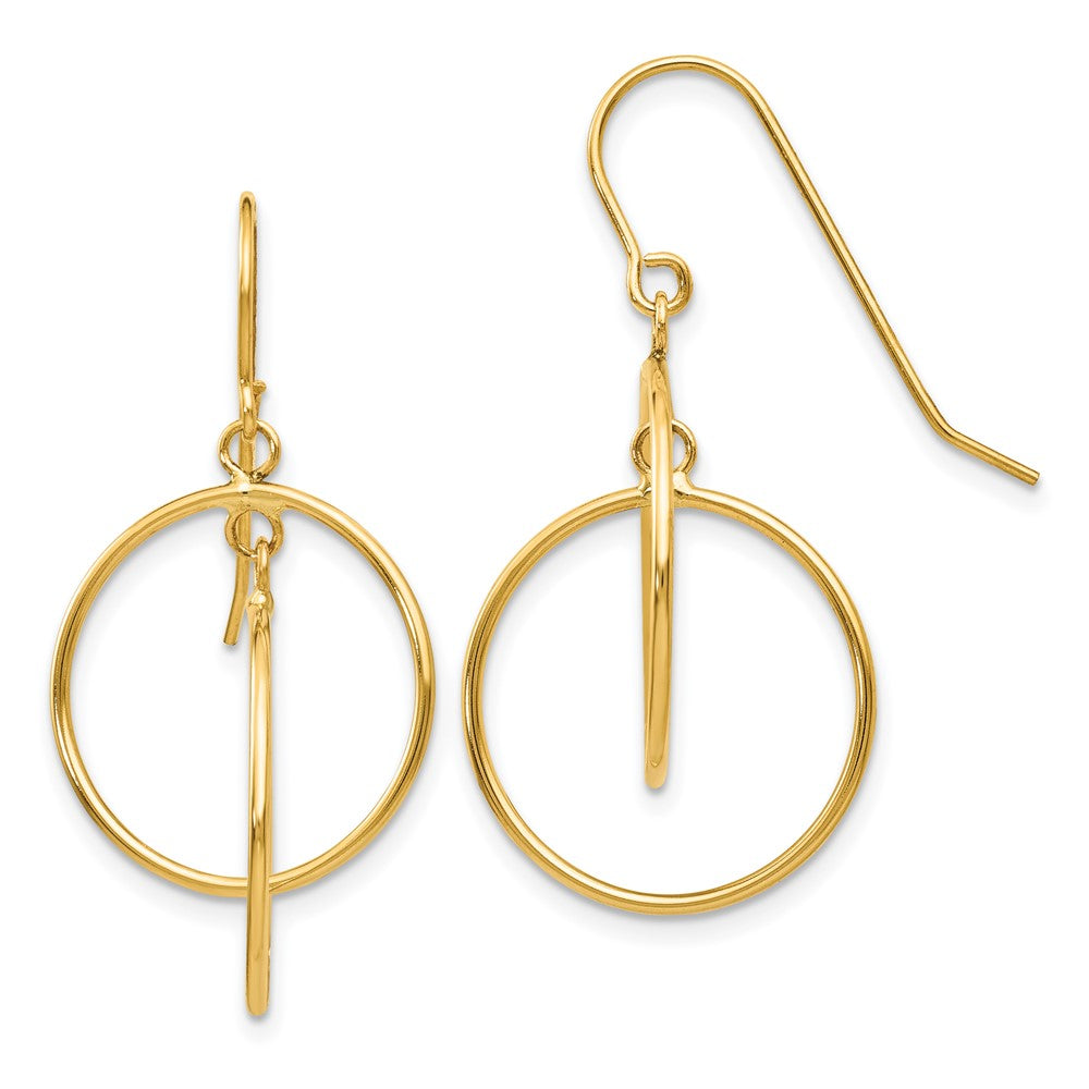 Polished;14k Yellow gold;Shepherd hook;Dangle