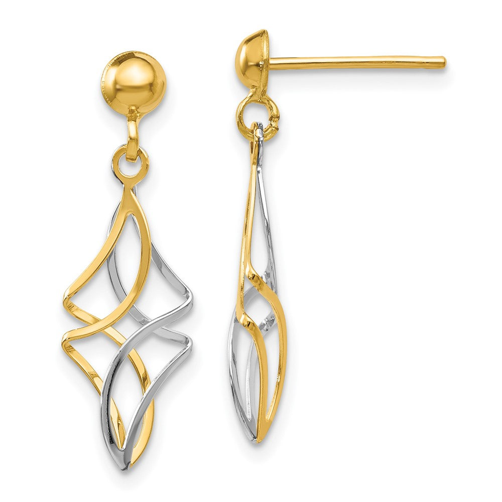 Polished;14K Two-tone;Post;Dangle
