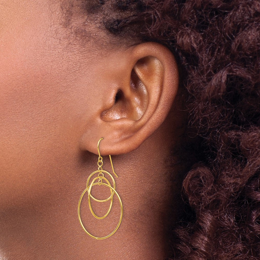 14k Polished Circles Dangle Earrings