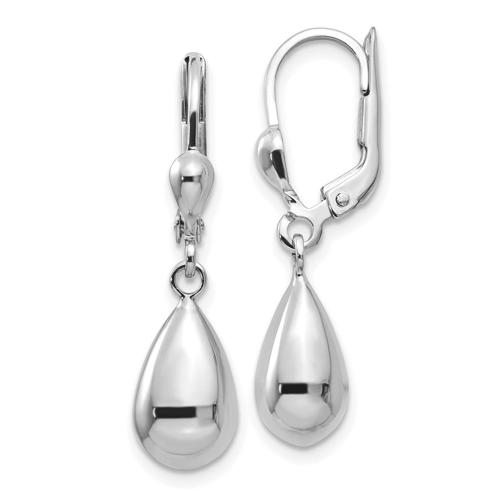Polished;14K White gold;Leverback