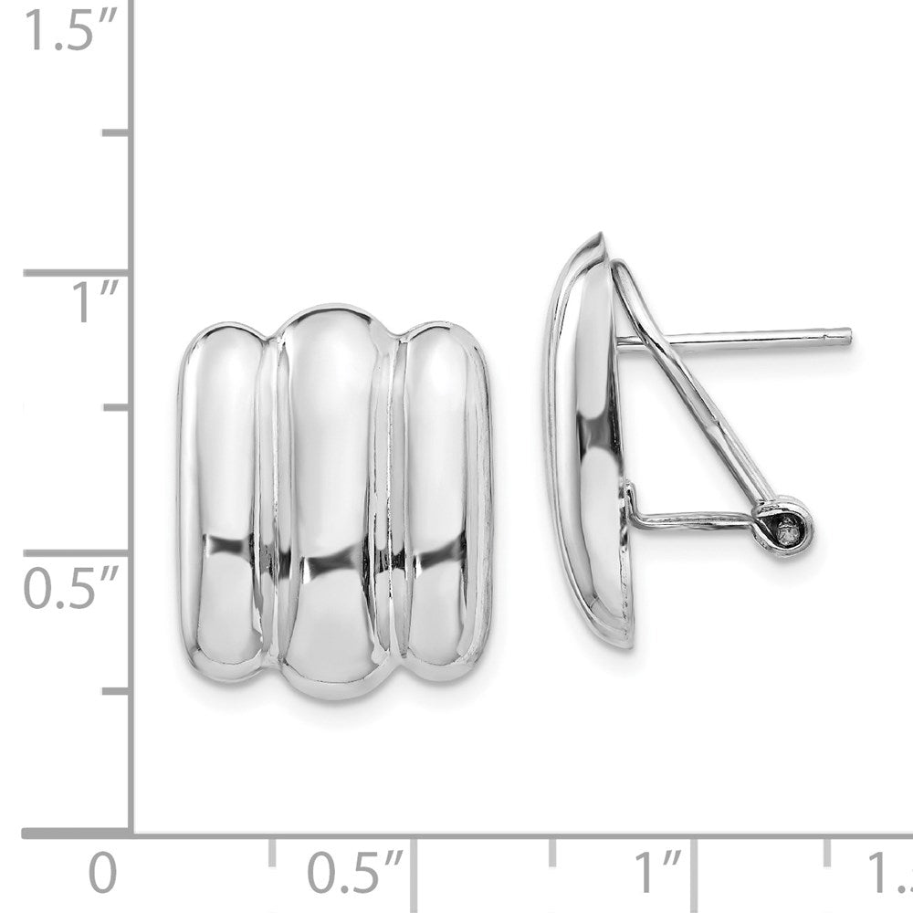 14k White Gold Polished Fancy Omega Back Post Earrings