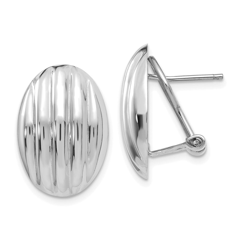 Polished;14K White gold;Flat back;Hollow;Omega back