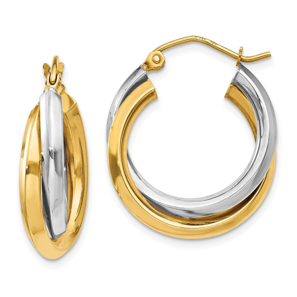 Polished;14K Two-tone;Hollow;Hinged post