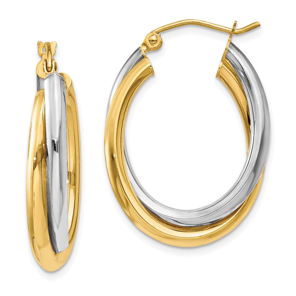 Polished;14K Two-tone;Hollow;Hinged post
