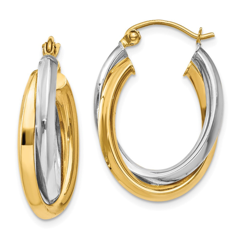 Polished;14K Two-tone;Hollow;Hinged post