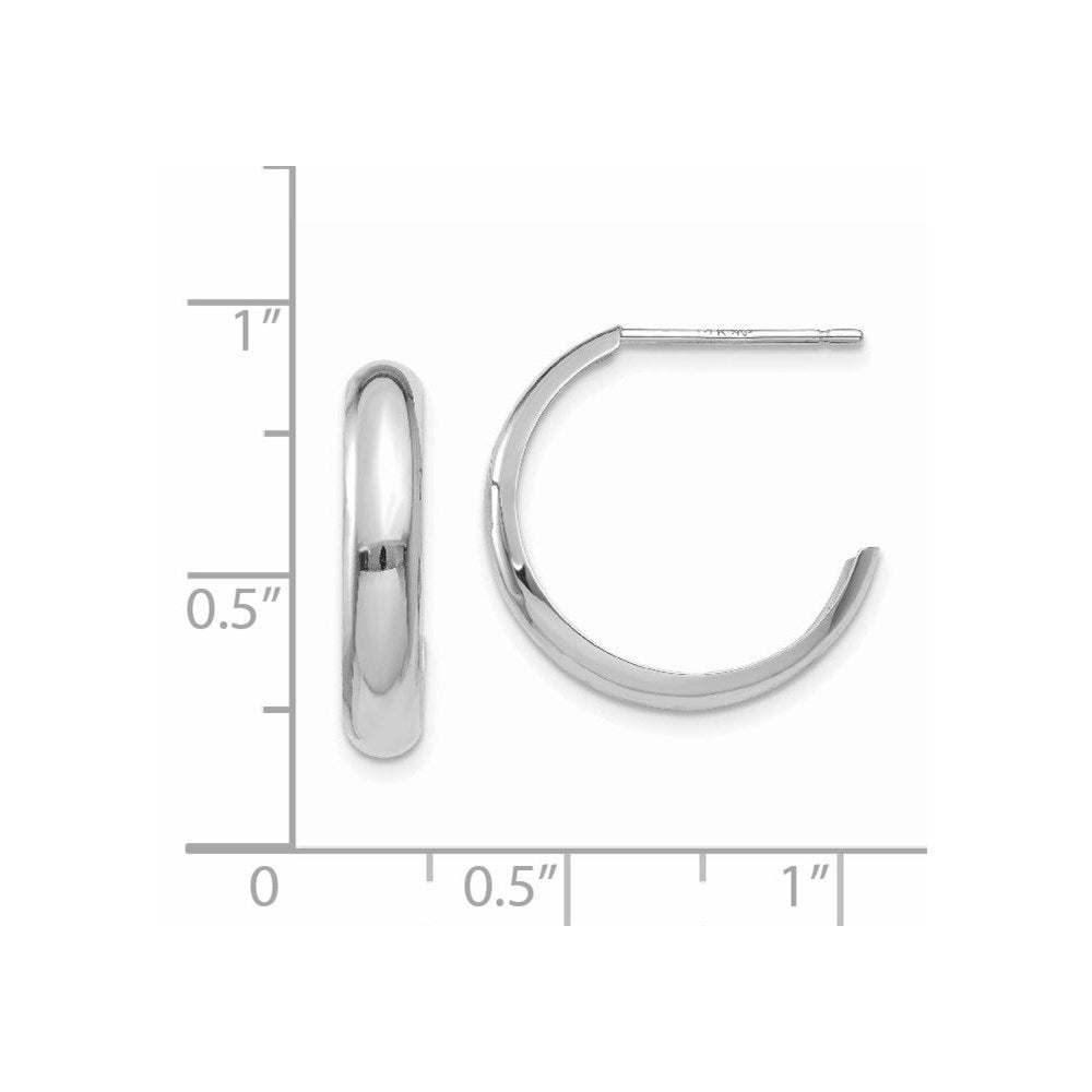 14k White Gold 3.5x17mm Polished J-Hoop Post Earrings