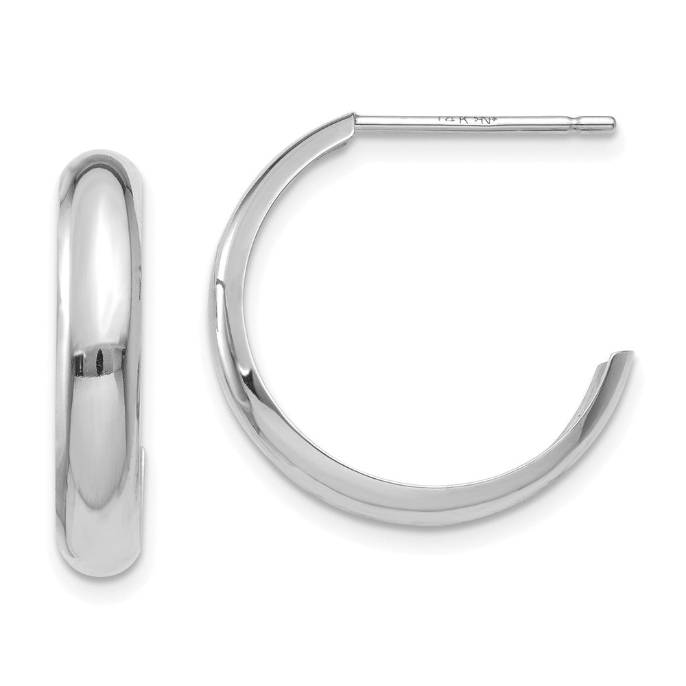 Polished;14K White gold;Post