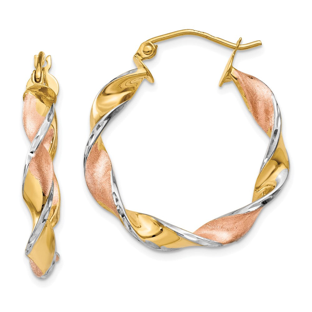 Polished;Satin;Hinged;14K Yellow gold & rhodium