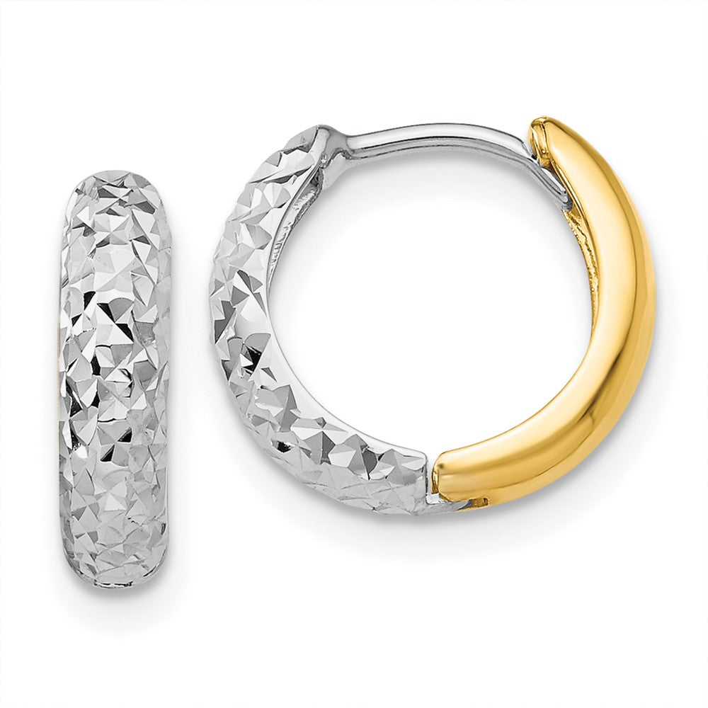 Diamond-cut;Polished;14K Two-tone;Hinged