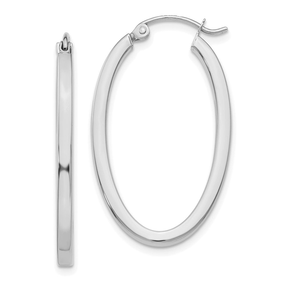 Polished;14K White gold;Hinged post;Hollow tube
