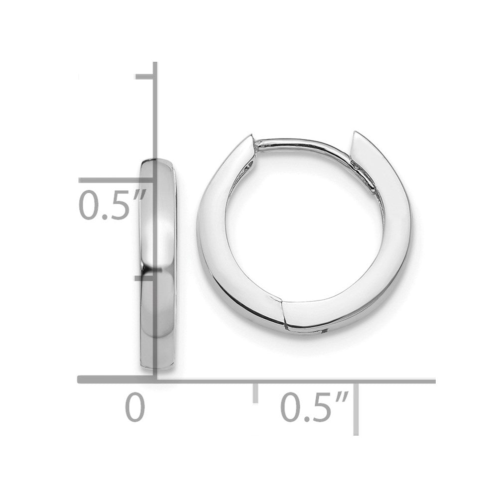 14k White Gold Round Hinged Hoop Earrings