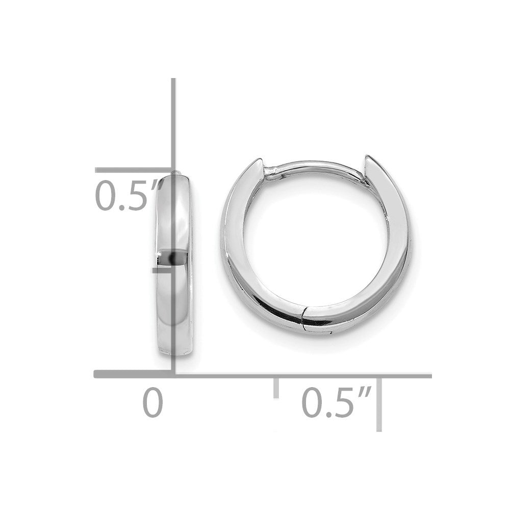 14k White Gold 1.8mm Round Hinged Hoop Earrings