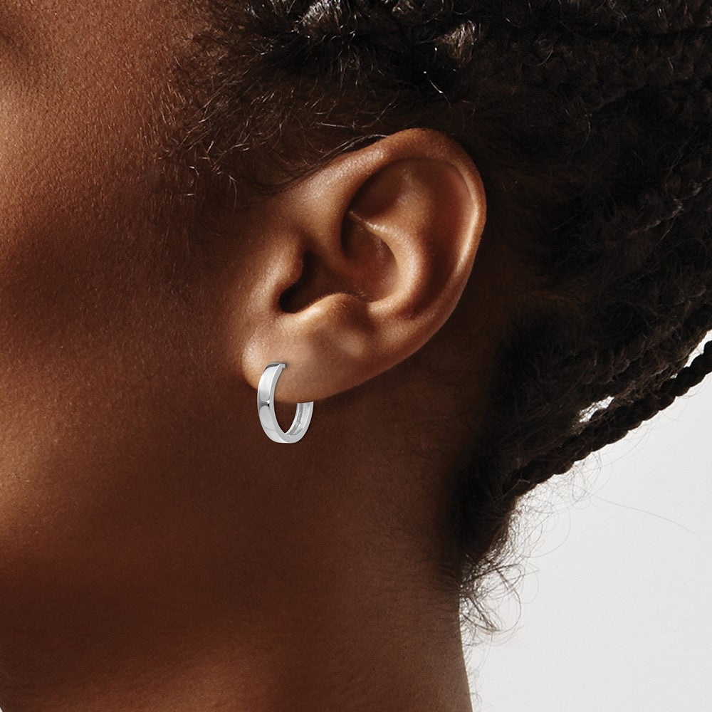 14k White Gold Round Hinged Hoop Earrings