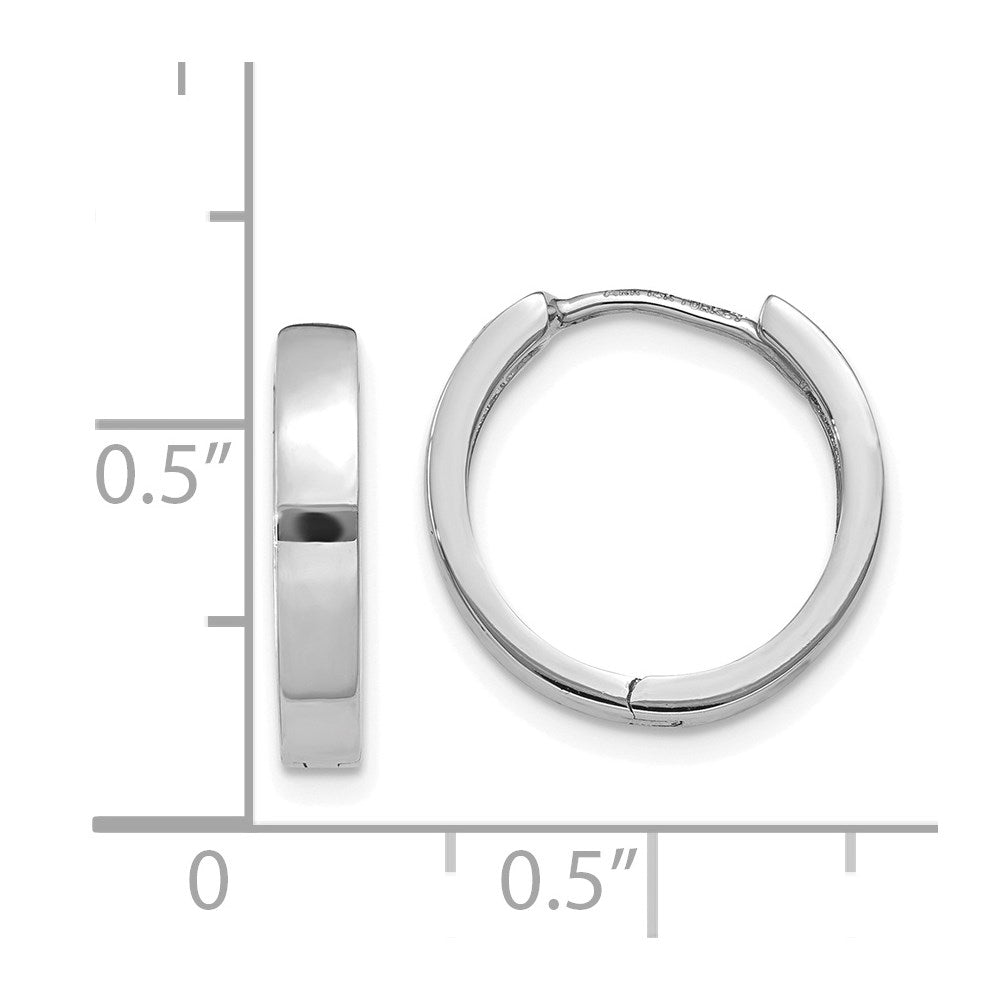 14k White Gold Round Hinged Hoop Earrings