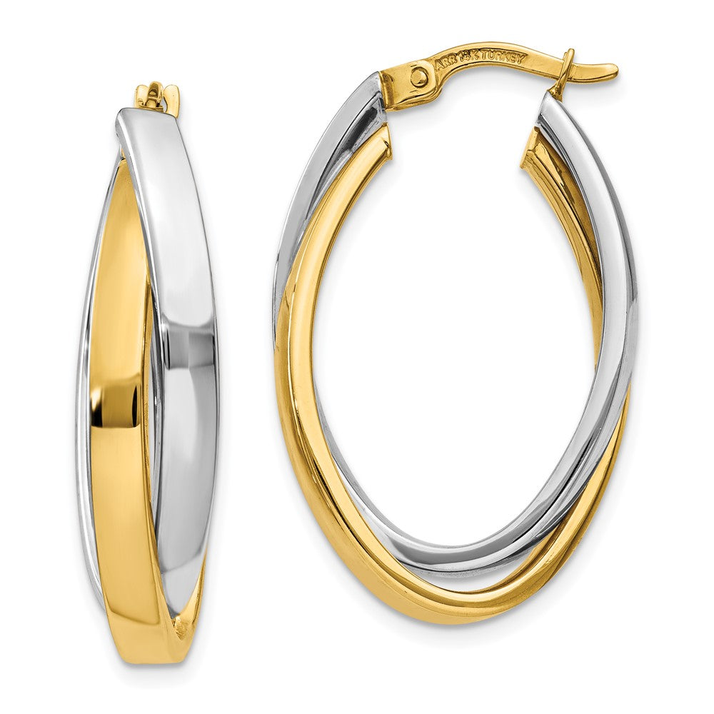 Polished;14K Two-tone;Hinged post;Hollow tube