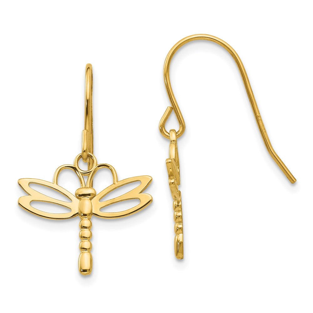 Polished;14k Yellow gold;Shepherd hook;Dangle