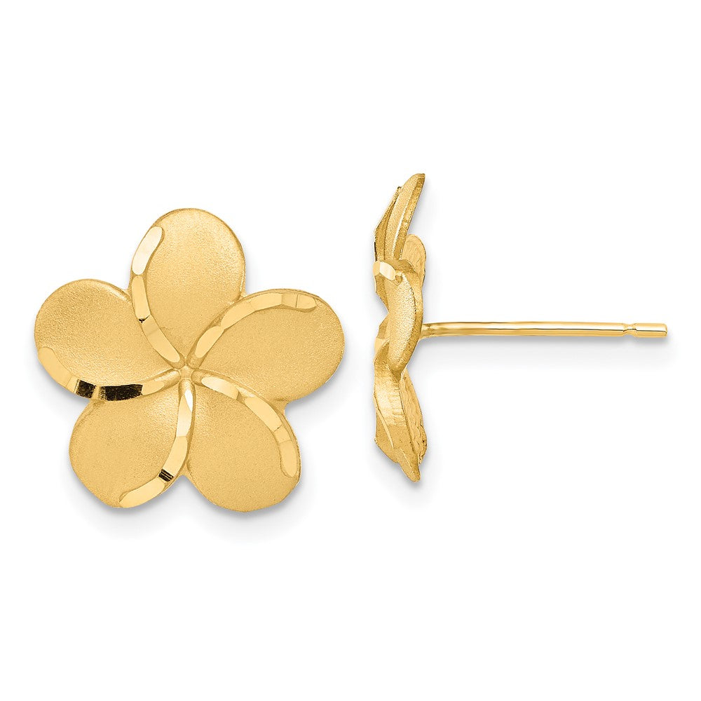 14k Yellow gold;Polished & satin;French wire;Diamond Cut