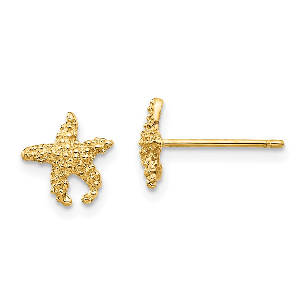 Polished;14k Yellow gold;Post;Textured