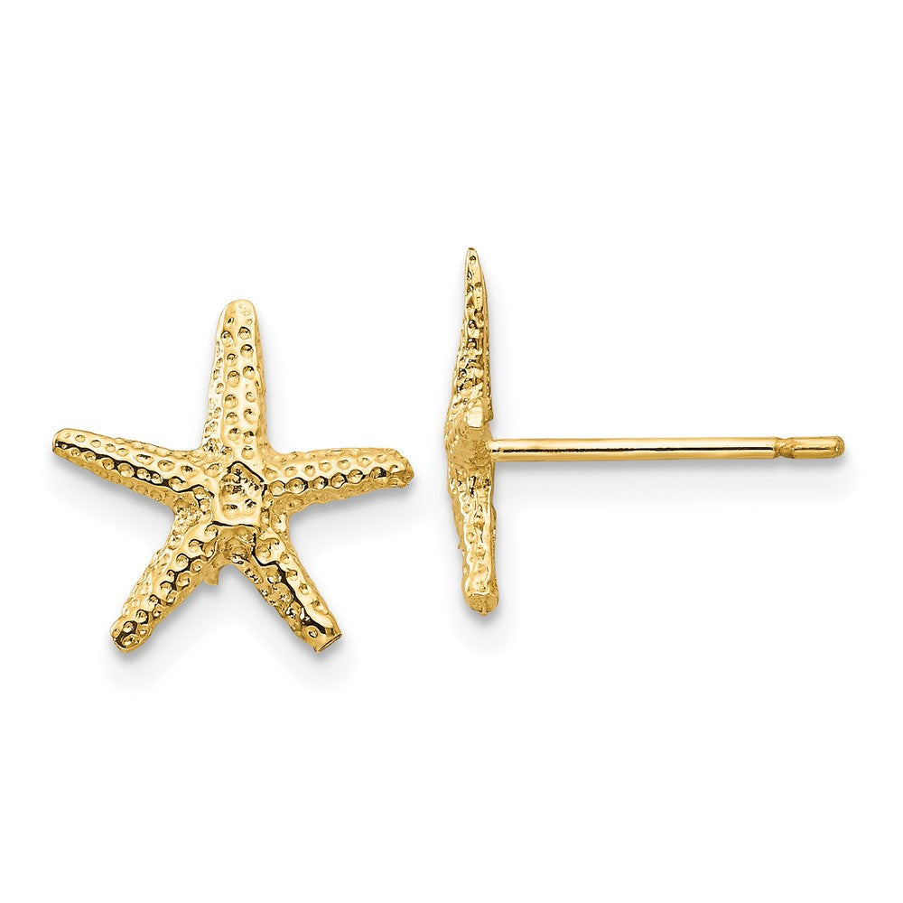 Polished;14k Yellow gold;Post;Textured