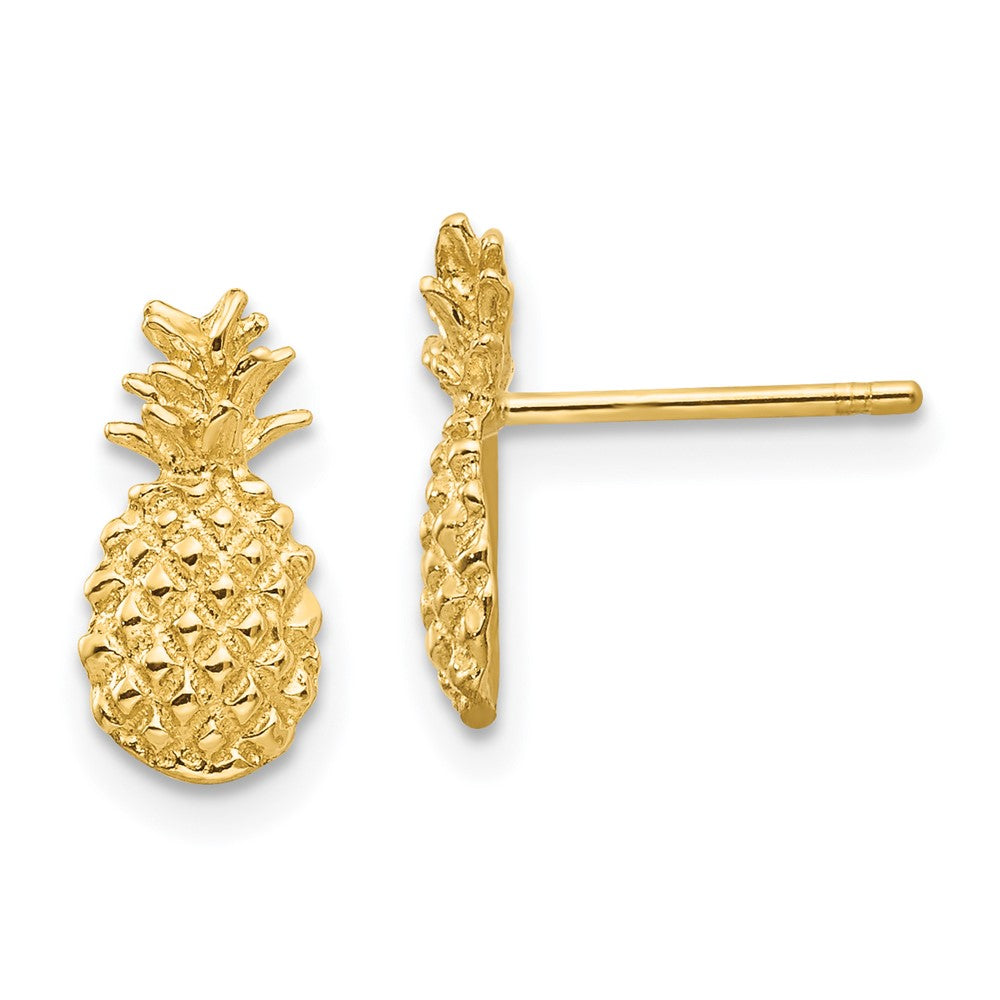 Polished;14k Yellow gold;Post;Textured