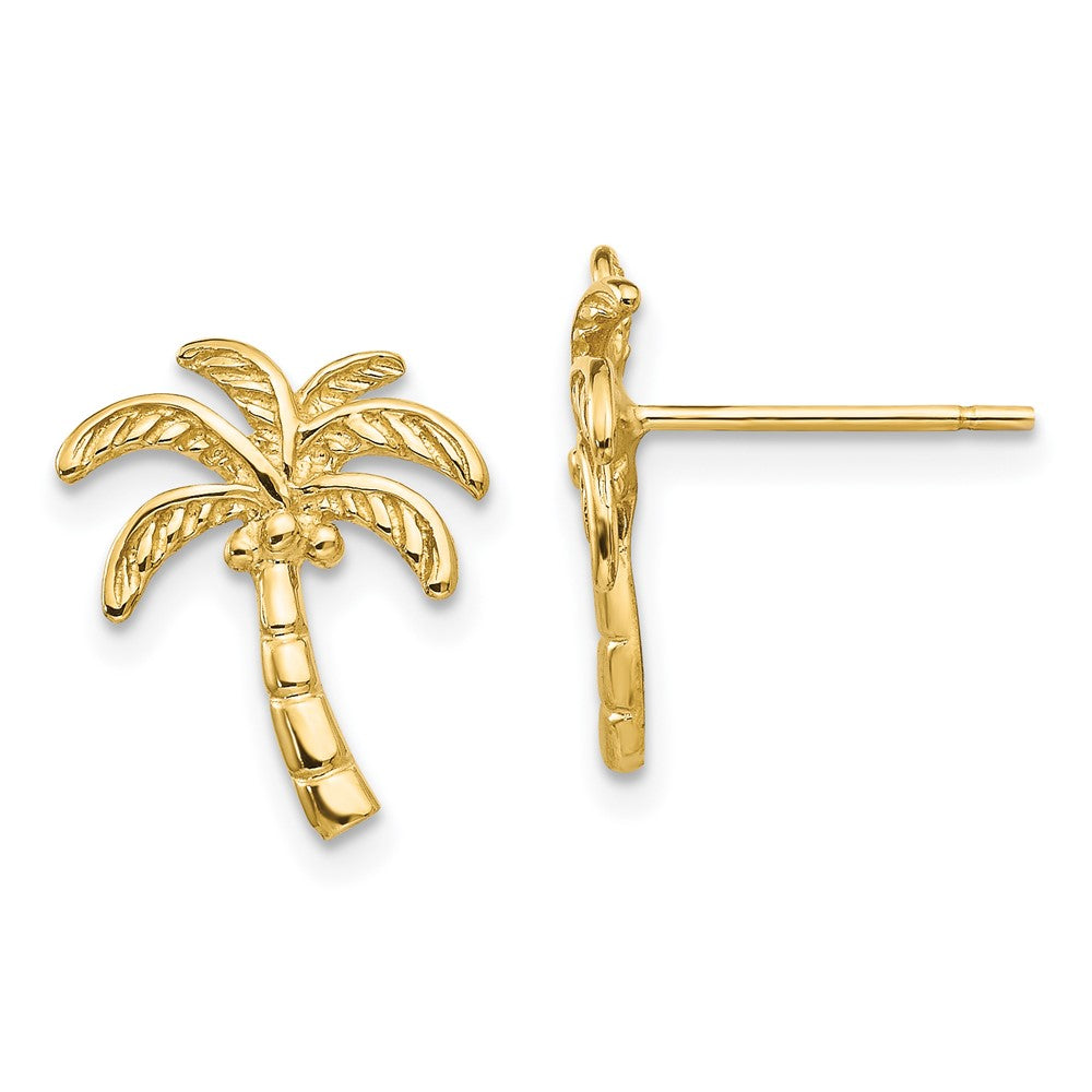 Polished;14k Yellow gold;Post;Textured