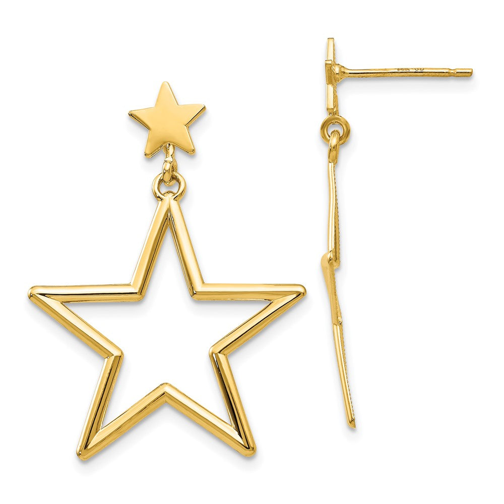Polished;14k Yellow gold;Post;Dangle