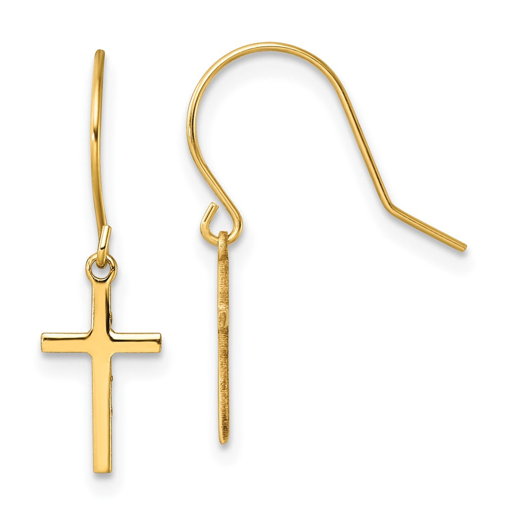 Polished;14k Yellow gold;Shepherd hook;Dangle