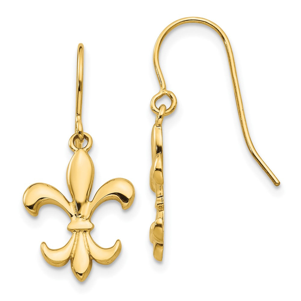 Polished;14k Yellow gold;Shepherd hook;Dangle