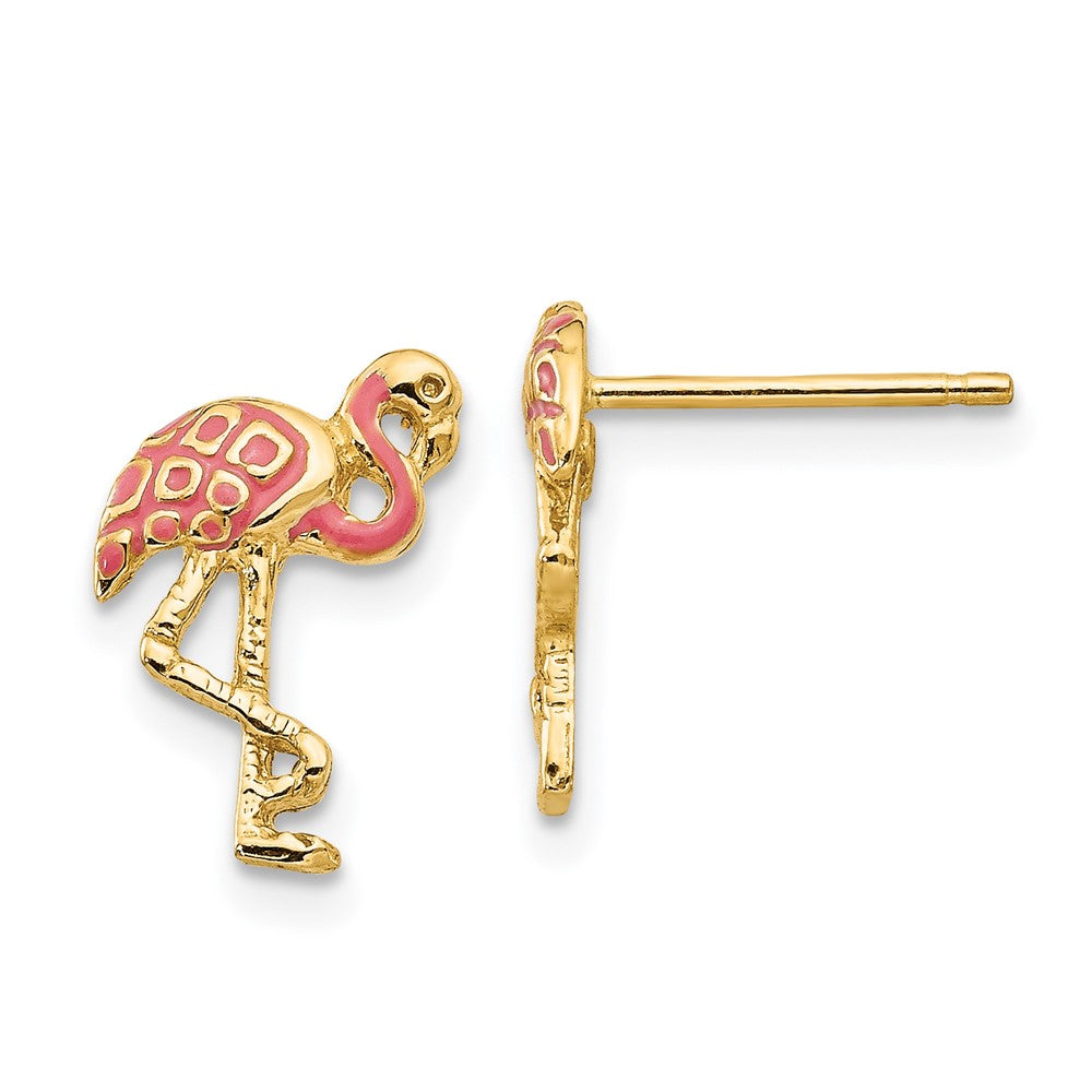 Solid;Polished;14k Yellow gold;Post;Enamel