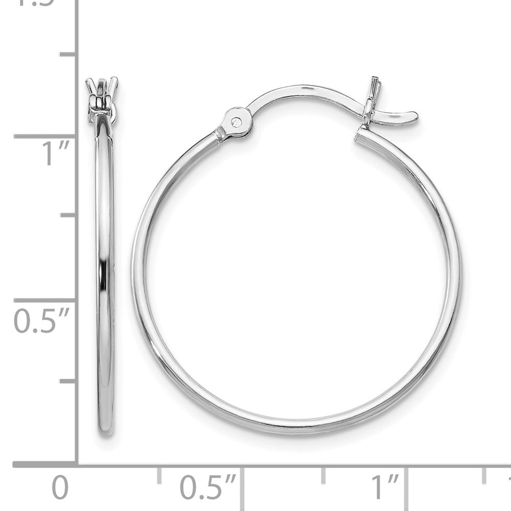 Sterling Silver Rhodium-plated Polished Hinged Hoop Earrings