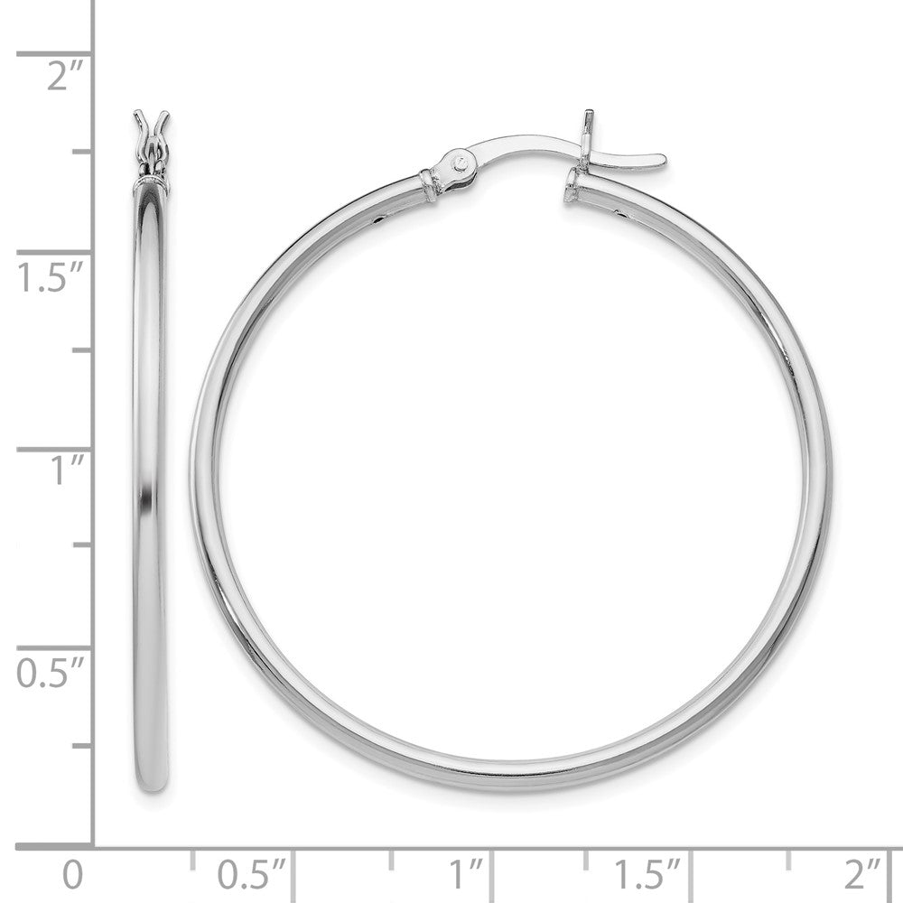 Sterling Silver Rhodium-plated Polished Hinged Hoop Earrings