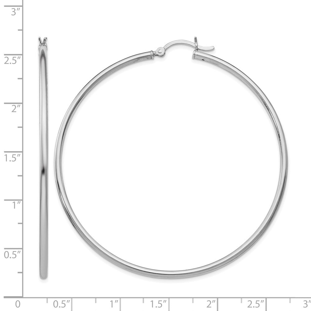 Sterling Silver Rhodium-plated Polished Hinged Hoop Earrings