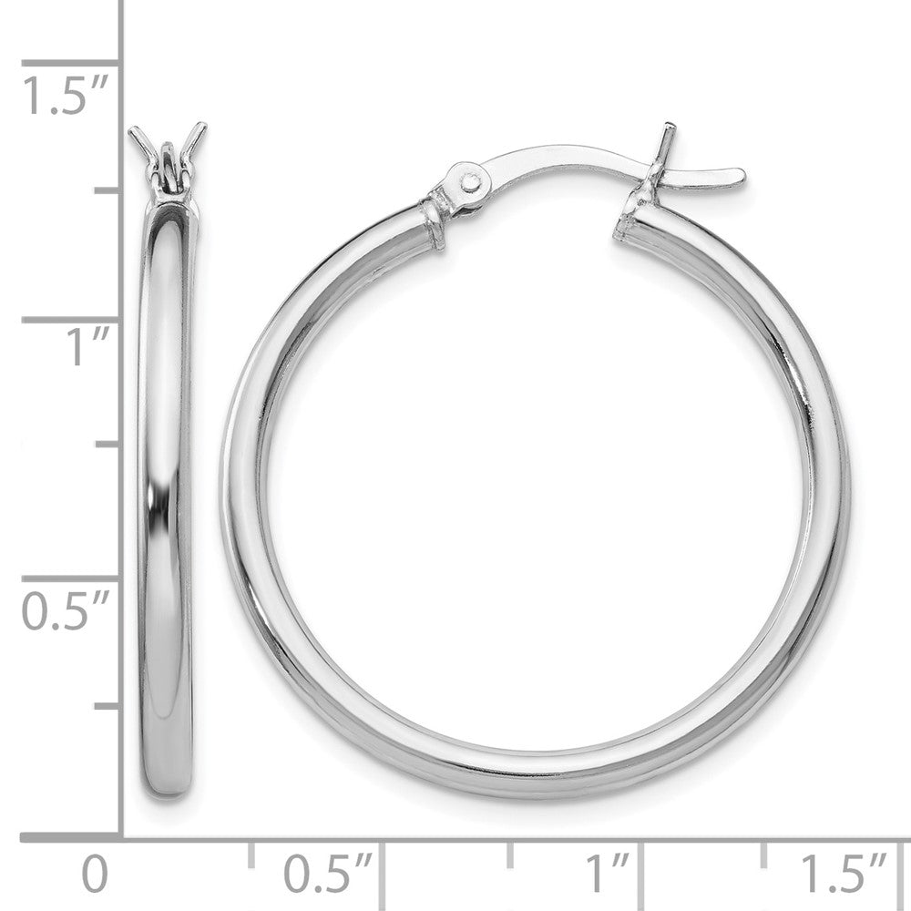 Sterling Silver Rhodium-plated Polished Hinged Hoop Earrings