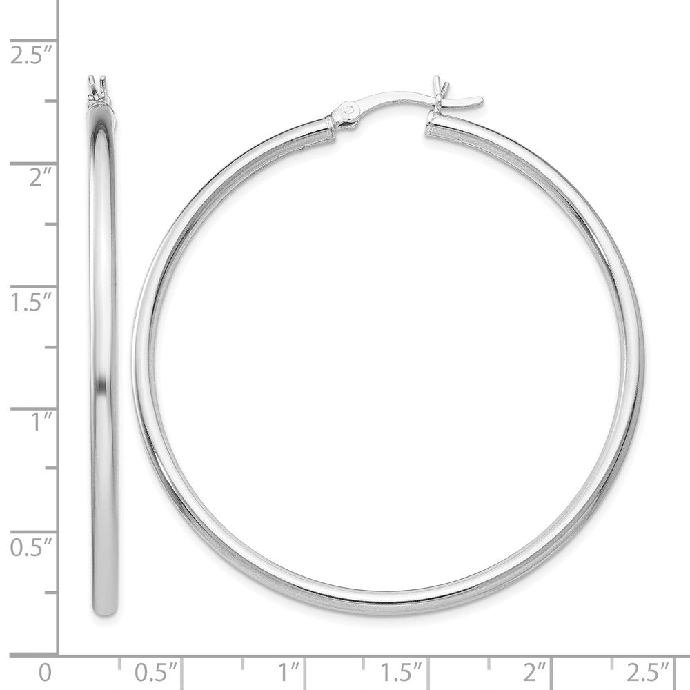 Sterling Silver Rhodium-plated Polished Hinged Hoop Earrings